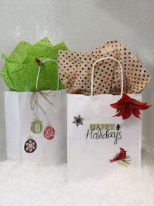 5pcs/10pcs/20pcs Solid Multifunction Gift Bag, White Paper Storage Bag For Party Valentine Day,White Kraft Paper Carrier Bags, Fashionable Packaging Solution, Gift Wrapping, Reusable Shopping, Party Decor, Craft Project Bags - Suitable For Small Businesses, Baking Gifts, Souvenirs, And Wedding Decorations, Christmas - White - View 2