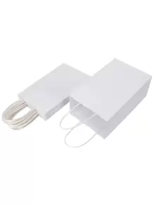 5pcs/10pcs/20pcs Solid Multifunction Gift Bag, White Paper Storage Bag For Party Valentine Day,White Kraft Paper Carrier Bags, Fashionable Packaging Solution, Gift Wrapping, Reusable Shopping, Party Decor, Craft Project Bags - Suitable For Small Businesses, Baking Gifts, Souvenirs, And Wedding Decorations, Christmas - White - View 3