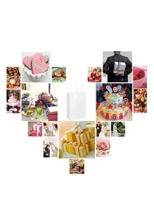 5pcs/10pcs/20pcs Solid Multifunction Gift Bag, White Paper Storage Bag For Party Valentine Day,White Kraft Paper Carrier Bags, Fashionable Packaging Solution, Gift Wrapping, Reusable Shopping, Party Decor, Craft Project Bags - Suitable For Small Businesses, Baking Gifts, Souvenirs, And Wedding Decorations, Christmas - White - View 6