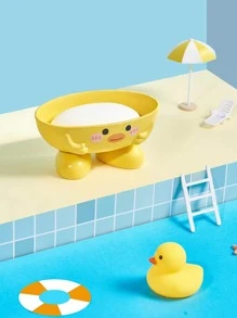 1pc Cartoon Duck Design Soap Dish, Cute PP Soap Box For Bathroom Bathroom Decor Summer Back To School
