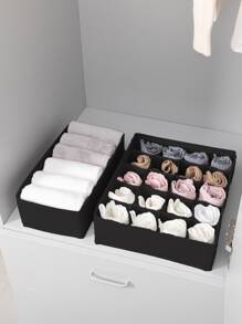 1pc Plain Underwear Storage Box - Black - View 2