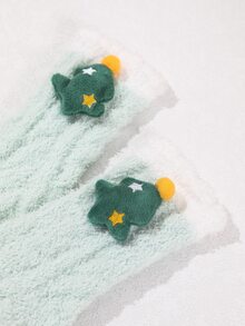 Christmas Tree Decor Fuzzy Crew Socks - Multicolor - View 3