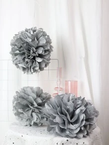8pcs Decorative Tissue Paper Pom Pom - Silver - View 1