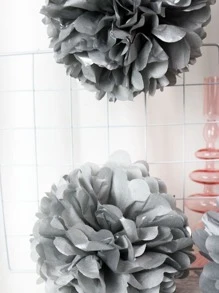 8pcs Decorative Tissue Paper Pom Pom - Silver - View 3