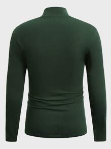 Manfinity RebelGame Hombres Camiseta unicolor de cuello alto - Verde Oscuro - Ver 2