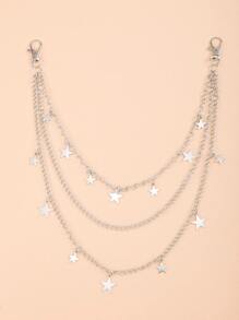 ROMWE 星形墜飾多層褲鏈 - 銀色 - 查看 2