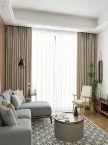 Solid Single Panel Blackout Curtain - Beige - View 2