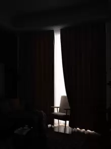 Solid Single Panel Blackout Curtain - Beige - View 5