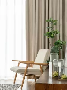 Solid Single Panel Blackout Curtain - Beige - View 6