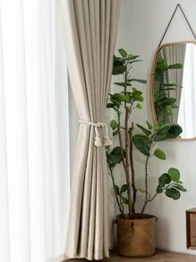 Solid Single Panel Blackout Curtain - Beige - View 8