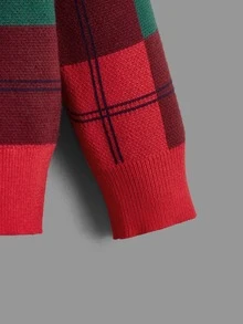 SHEIN Toddler Boys Plaid Pattern Cardigan - Multicolor - View 5