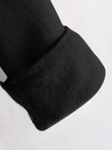 SHEIN 男孩實色領子＆小圖案圓領長袖休閒毛衣,適合秋冬季節 - 黑色 - 查看 4