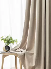 Solid Single Panel Blackout Curtain - Beige - View 3