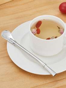 1pc Multifunction Stainless Steel Straw ,Kitchen,Christmas Gift,School Supplies - Silver - View 5