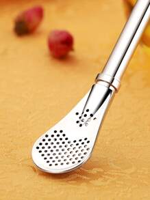 1pc Multifunction Stainless Steel Straw ,Kitchen,Christmas Gift,School Supplies - Silver - View 6