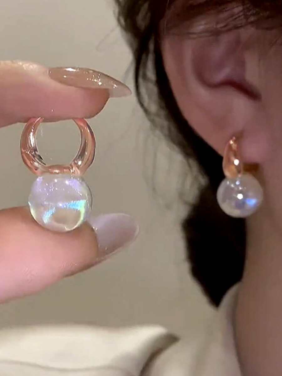 Nooxian 2 Bông Tai Ngọc Trai Giả Phong Cách Pháp, Phụ Kiện Tai Độc Đáo Cho Nữ