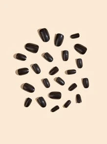 Nail Nina 24 cái Dài Hình Bầu Dục Rắn Móng Tay Giả & 1 Tấm Băng & 1 Cái Dũa Móng Tay - màu đen - Xem 3