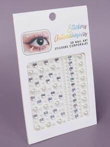 Love-shaped Three-dimensional Simulated Gemstone Pearl Face Diamond Sticker Diy Masquerade Eye And Face Decoration Diamond Sticker 1 Piece