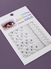 Love-shaped Three-dimensional Simulated Gemstone Pearl Face Diamond Sticker Diy Masquerade Eye And Face Decoration Diamond Sticker 1 Piece