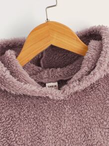 SHEIN EZwear Plus Size Drop Shoulder Teddy Sweatshirt - Dusty Purple - View 5