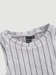 SHEIN MOD Solid Ribbed Knit Tank Top - Light Grey - View 3