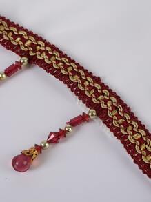 1pc Bead Tassel Decor Window Valance - Red and White - View 4