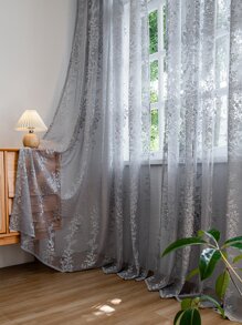 1pc Pearl Pattern Semi-Sheer Woven Grid Net Curtain Window Voile - White - View 12