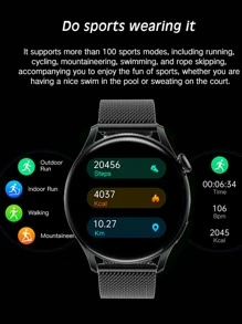 1pc Water Resistant Heart Rate Monitoring Smart Watch - Black - View 8