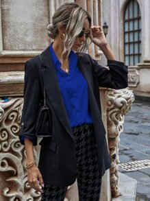 SHEIN LUNE Camisa de hombros caídos con botón unicolor