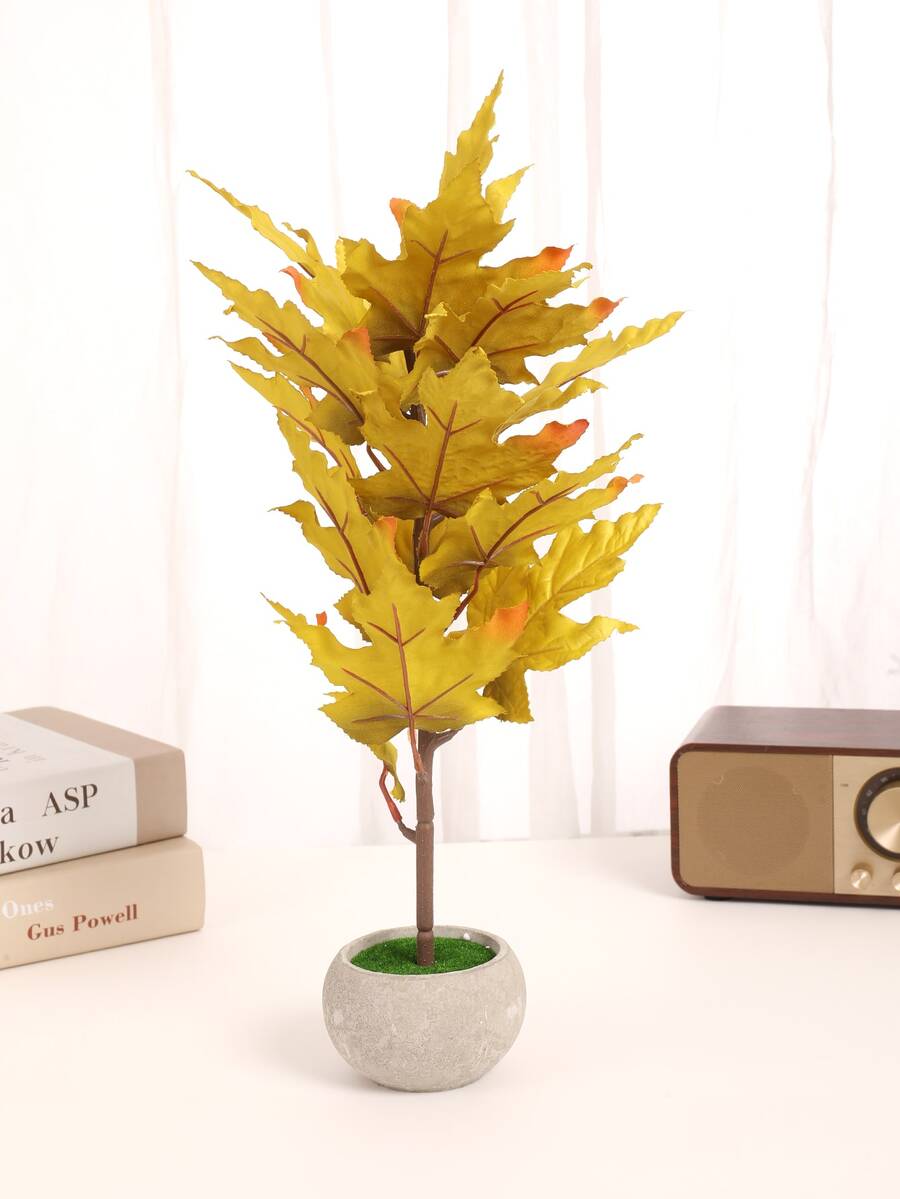 1pc Artificial Potted Plant - Gold - View 1