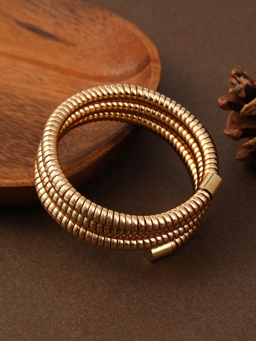 極簡風格分層手鏈 - 金黃色 - 查看 1