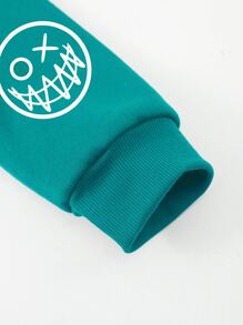 Manfinity Nam Lỏng lẻo phù hợp Hoodie Với Nhiệt Chất vải , Đồ họa Chữ cái , Túi kangaroo , Thả vai Và Dây rút - màu xanh lá - Xem 8