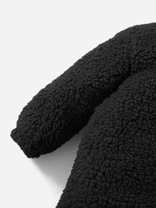 SHEIN Baby Girl's Front Zipper Velvet Jumpsuit And Hat, Comfortable, Cute, Sweet And Suitable For Summer - Black - View 5