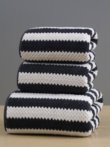 1個條紋珊瑚絨浴巾或手巾，吸水臉巾或淋浴巾適用於浴室、游泳池、沙灘，不同尺寸單獨銷售 - 彩色 - 查看 1