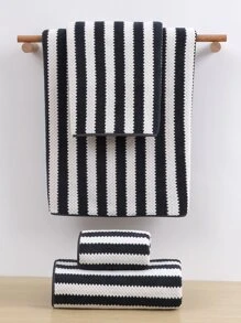 1個條紋珊瑚絨浴巾或手巾，吸水臉巾或淋浴巾適用於浴室、游泳池、沙灘，不同尺寸單獨銷售 - 彩色 - 查看 2