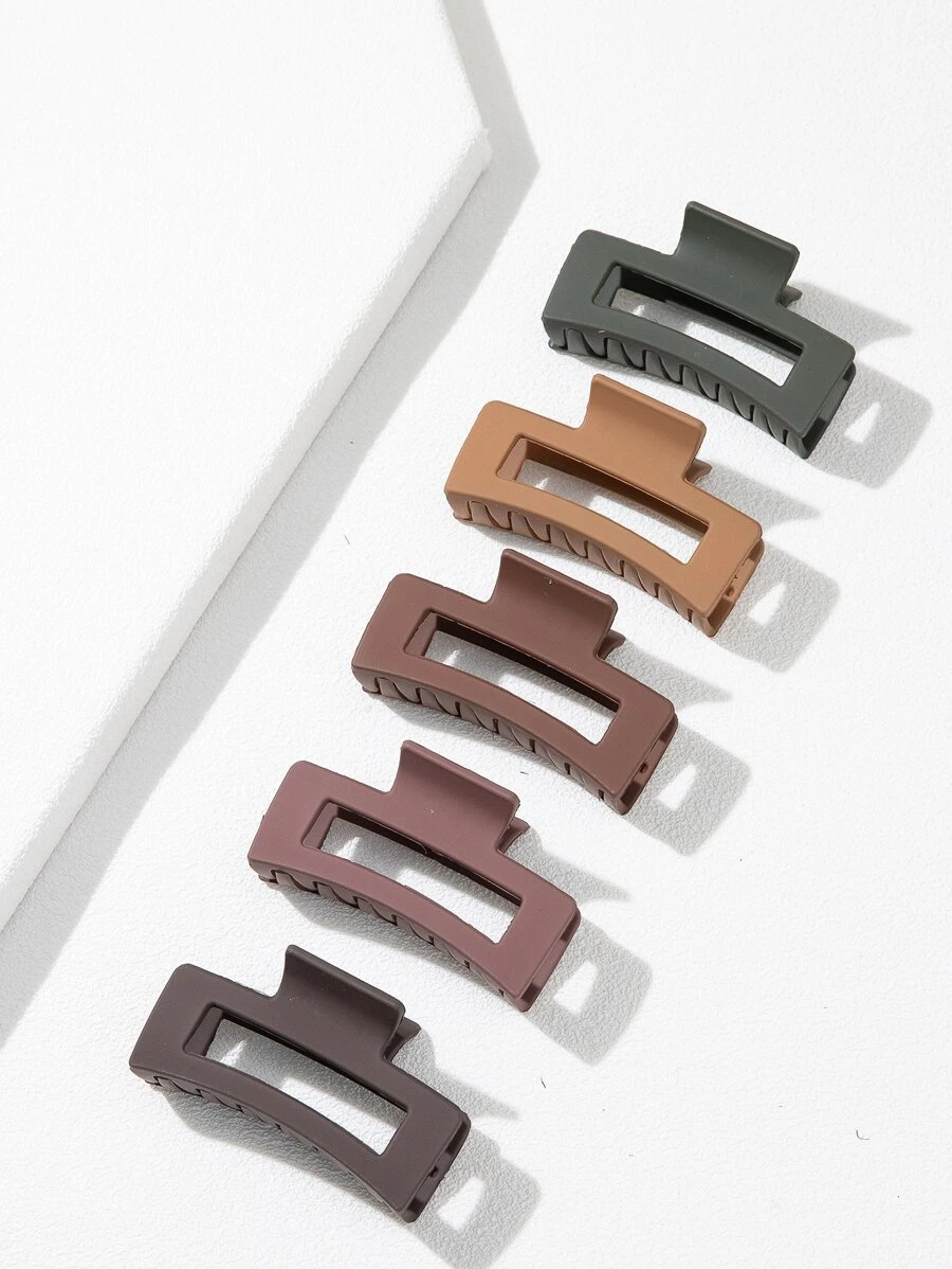 5入組素色方形髮爪 - 彩色 - 查看 1