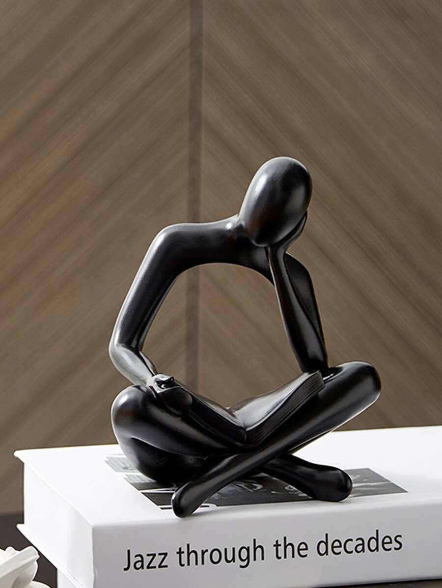 Abstract Figure Design Decoration Craft, Black Polyresin Ornament For Home Decor - Black - View 1