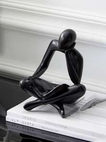 Abstract Figure Design Decoration Craft, Black Polyresin Ornament For Home Decor - Black - View 2