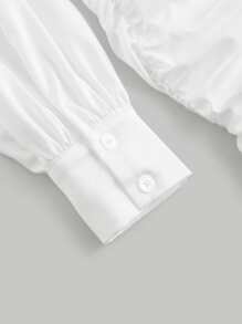 SHEIN MOD Surplice Neck Ruched Ruffle Hem Dress - White - View 5