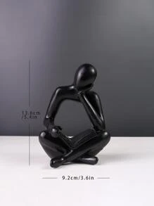 Abstract Figure Design Decoration Craft, Black Polyresin Ornament For Home Decor - Black - View 3
