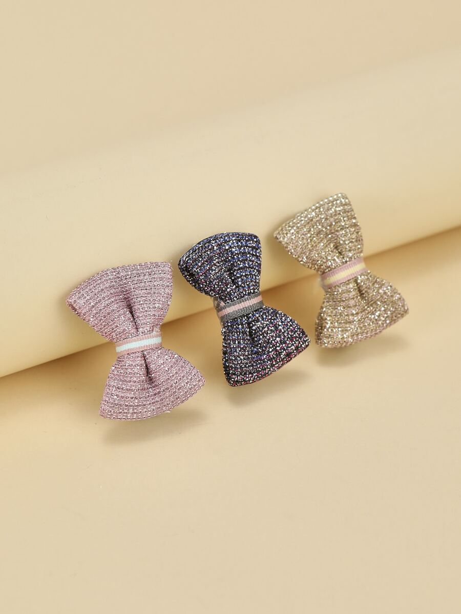 3pcs Bow Decor Pet Hair Clip - Multicolor - View 1
