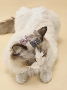 3pcs Bow Decor Pet Hair Clip - Multicolor - View 2