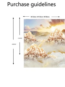 Mountain Print Waterproof Shower Curtain - Multicolor - View 4