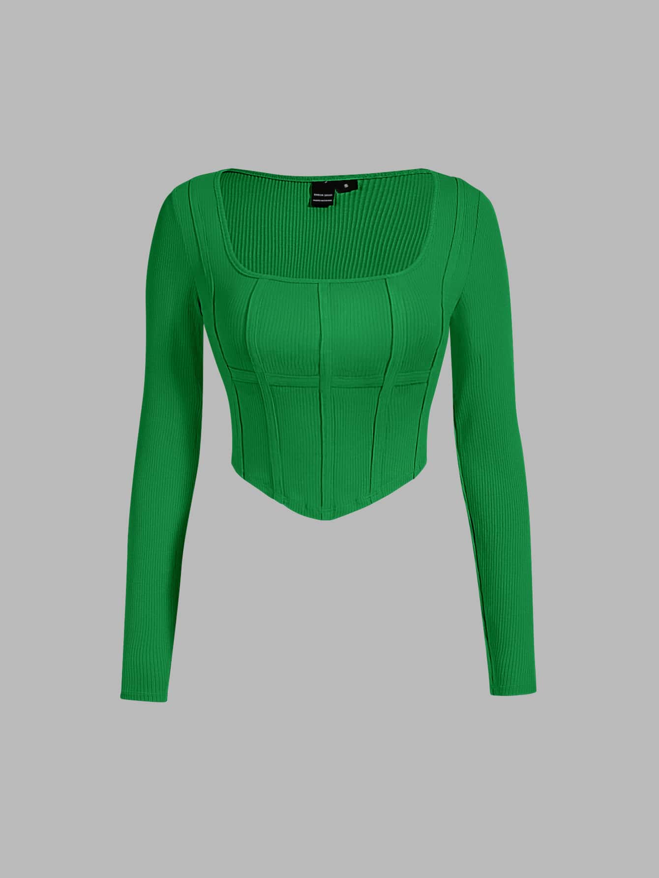 SHEIN MOD Áo thun nữ Bất đối xứng màu trơn Giải trí - màu xanh lá - Xem 1