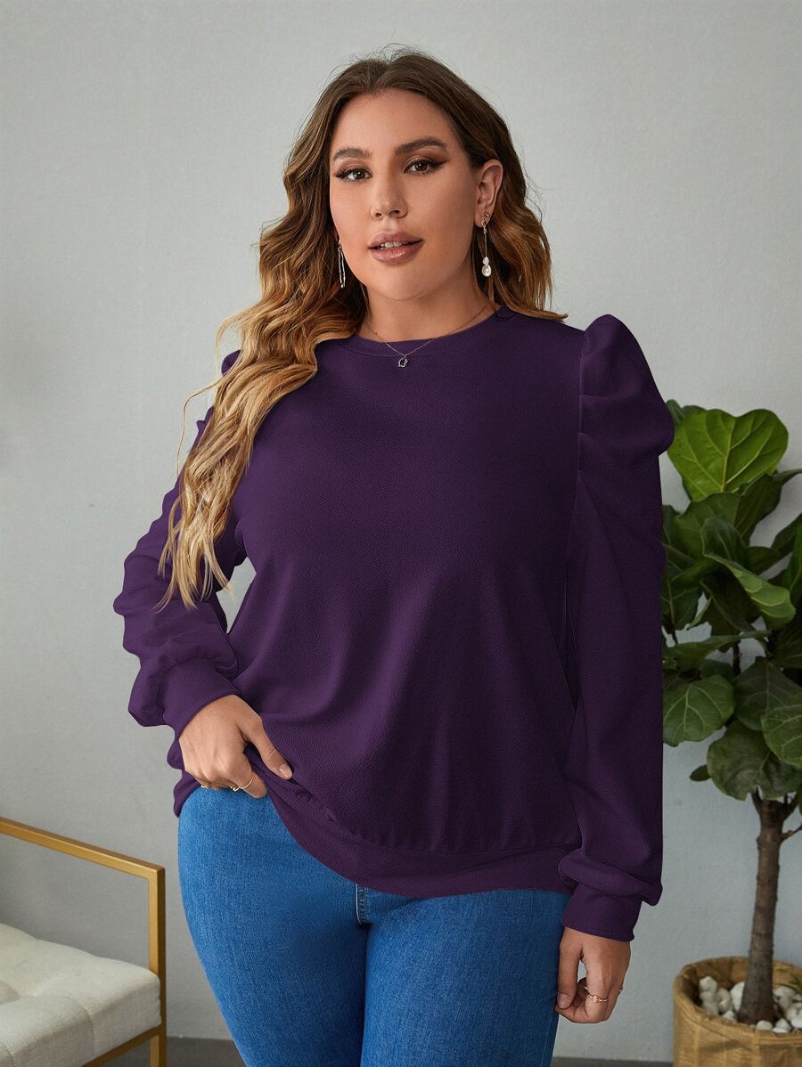 SHEIN Clasi Sudadera unicolor de manga farol