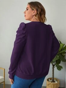 SHEIN Clasi Sudadera unicolor de manga farol