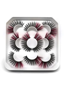 5pairs Cat Eye Full Strip False Eyelashes - Multicolor - View 1