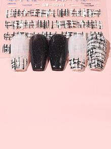 FULL BEAUTY 2 miếng dán móng tay bằng len dập nổi 5D họa tiết kẻ caro để tự làm móng. - Nhiều màu - Xem 5