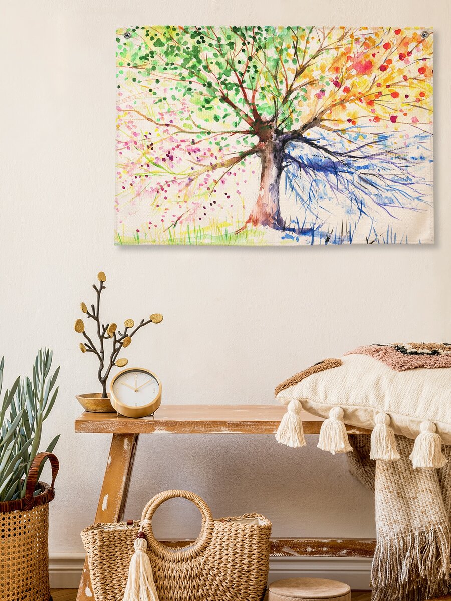 1入組樹圖案掛毯