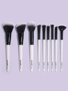 MAANGE 9件套专业化妆刷套装，柔软纤维材质，方便携带，包含粉底刷、眼影刷、高光刷，旅行化妆刷套装，化妆刷套装，化妆刷组合，化妆刷套装，全套化妆刷，化妆刷套装，化妆套装，化妆刷礼盒 - 白色 - 查看 2